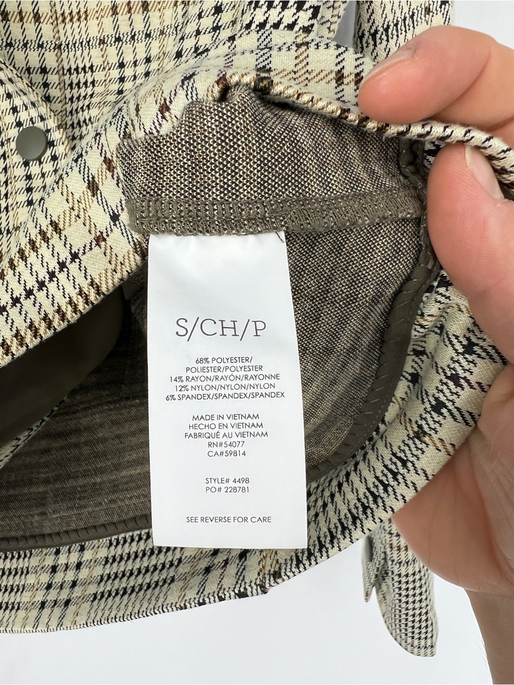CAbi Plaid Button-Front Women's Jacket in Beige/Black 4498 - Picture 5 of 9